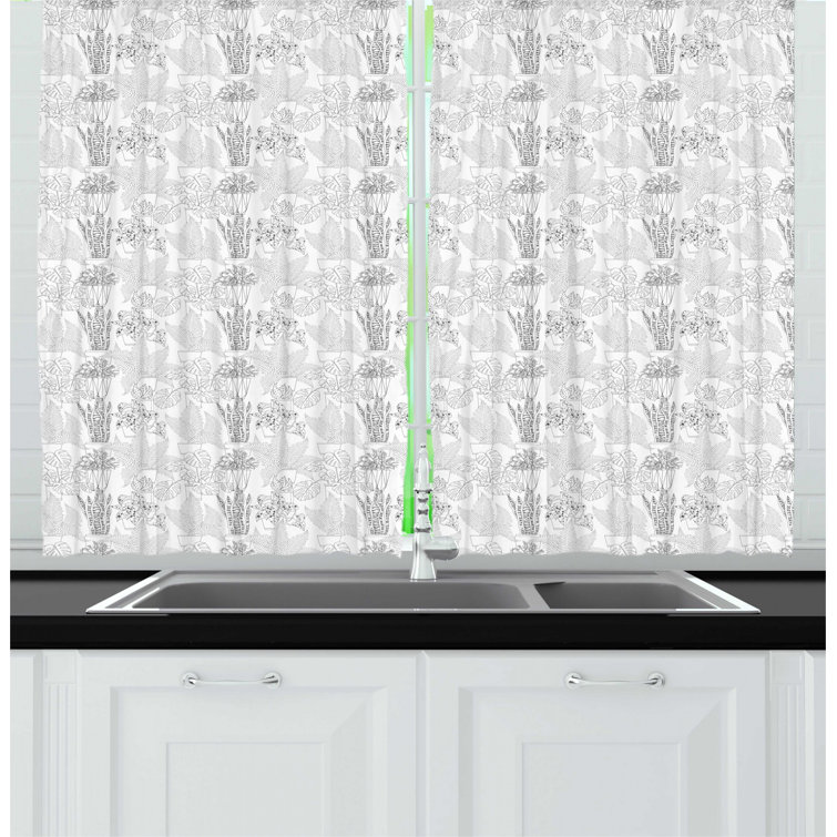 East Urban Home Floral 55'' W Kitchen Curtain in Wayfair